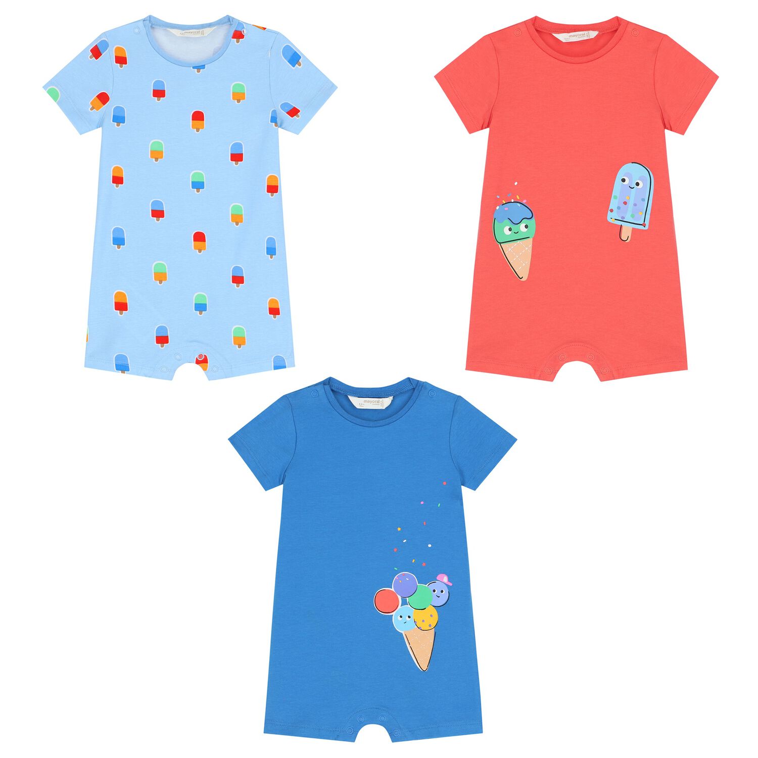 Baby Boys Red & Blue Rompers ( 3-Pack ), 1, hi-res image number null