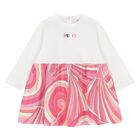 Younger Girls Pink & White Logo Iride Dress, 2, hi-res