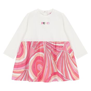 Younger Girls Pink & White Logo Iride Dress