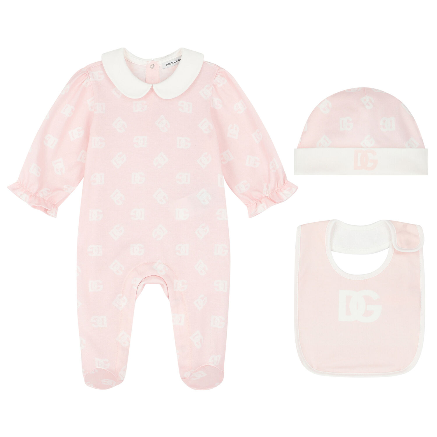 Baby Girls Pink Logo Babygrow Set, 1, hi-res