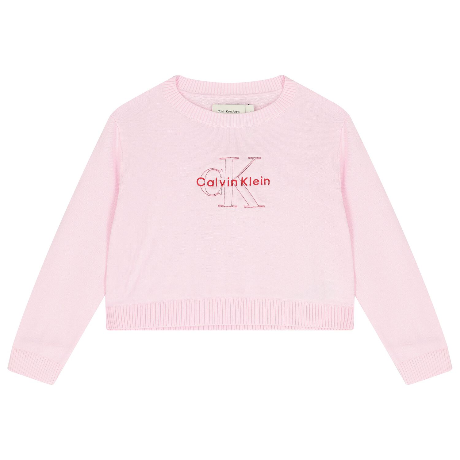 Girls Pink Logo Knitted Top, 1, hi-res