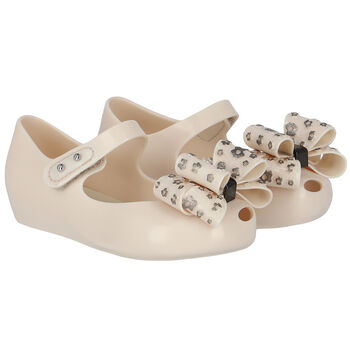 Younger Girls Beige Bow Jelly Shoes