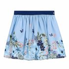 Girls Blue Floral Skirt, 1, hi-res