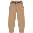 Boys Beige Logo Joggers, 2, hi-res