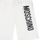 Boys White Logo Shorts, 1, hi-res