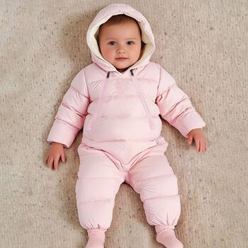 Baby Girls Pink Logo Snowsuit