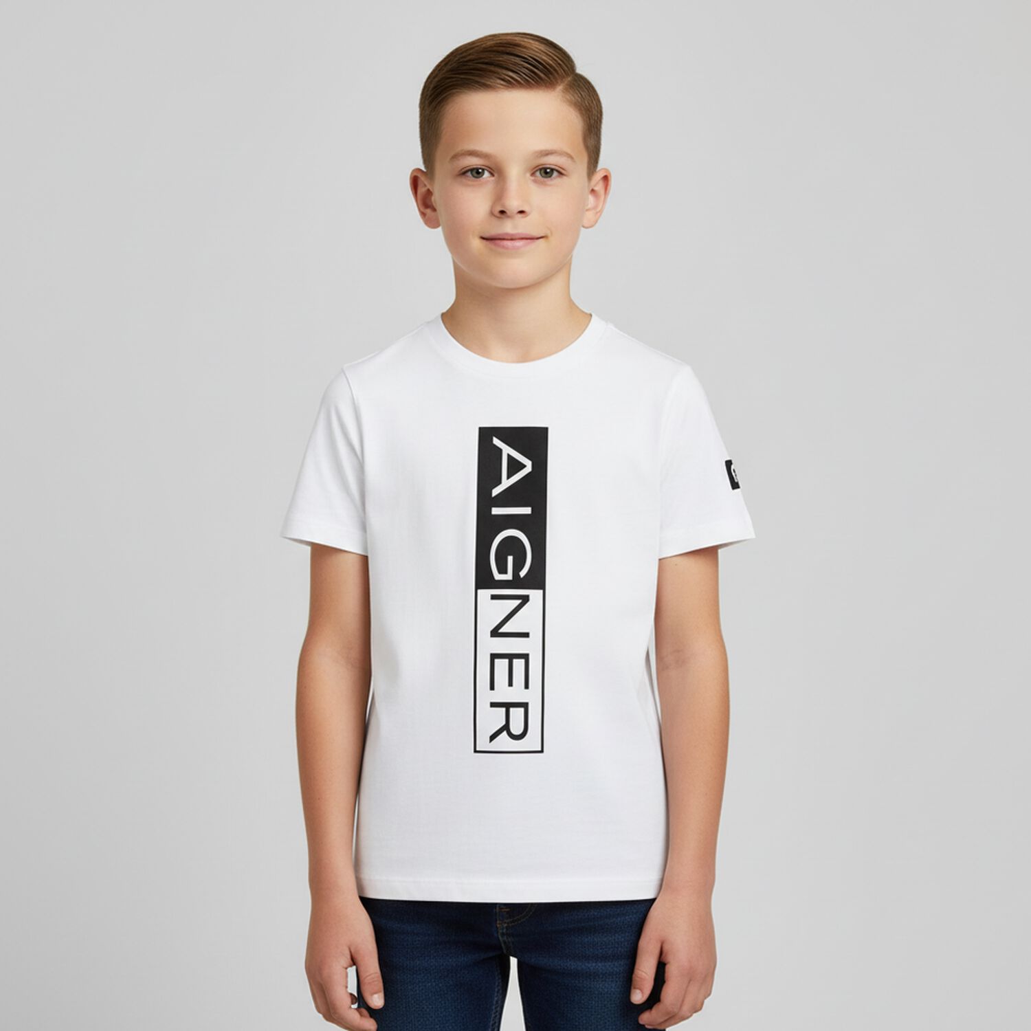 Boys White Logo T-Shirt, 4, hi-res