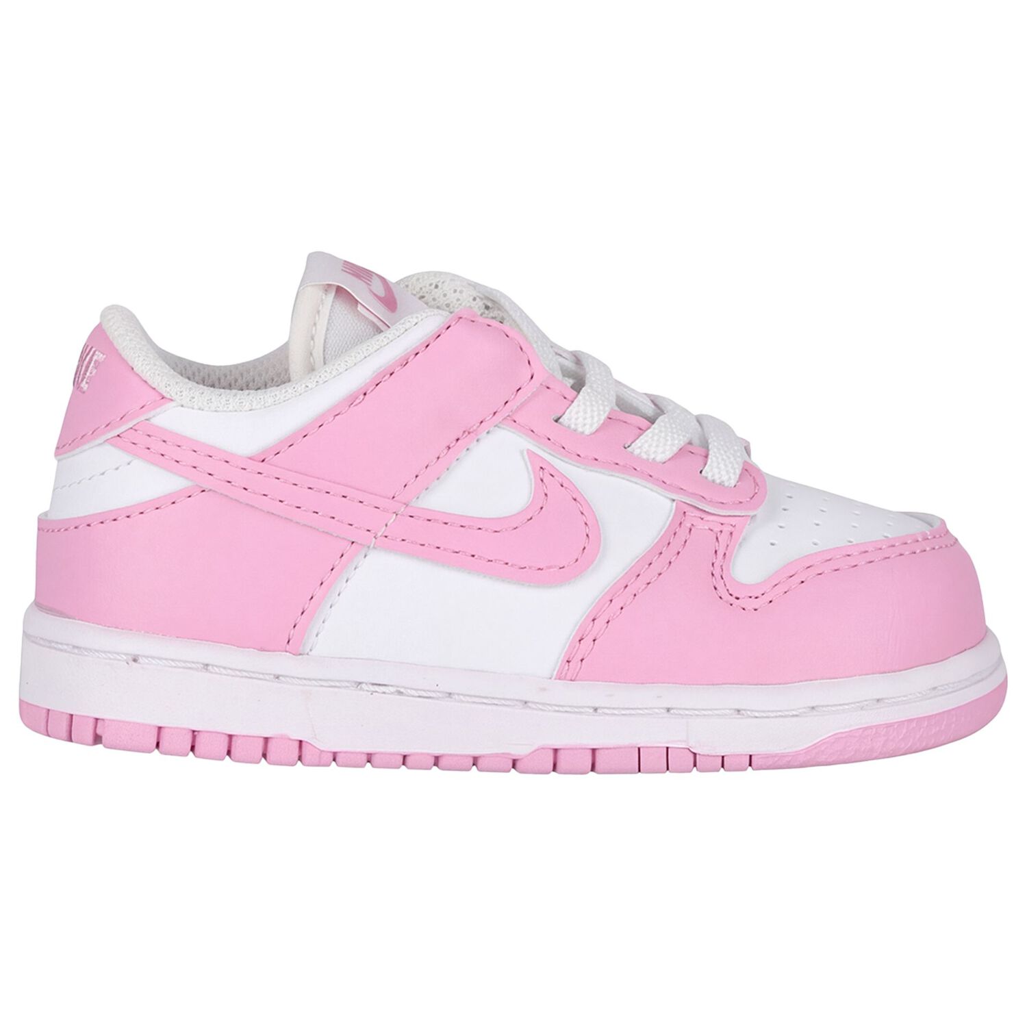 Younger Girls White & Pink Logo Dunk Low Trainers, 1, hi-res
