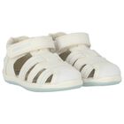 Baby Boys White Logo Sandals, 1, hi-res