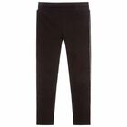 Girls Black Logo Leggings, 1, hi-res