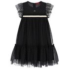 Girls Black & Gold Tulle Dress, 1, hi-res
