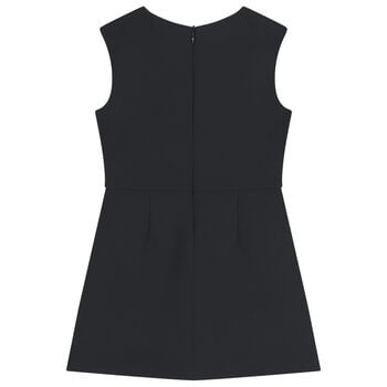 Girls Black Diamante Logo Dress
