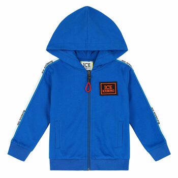 Younger Boys Blue Logo Hooded Top