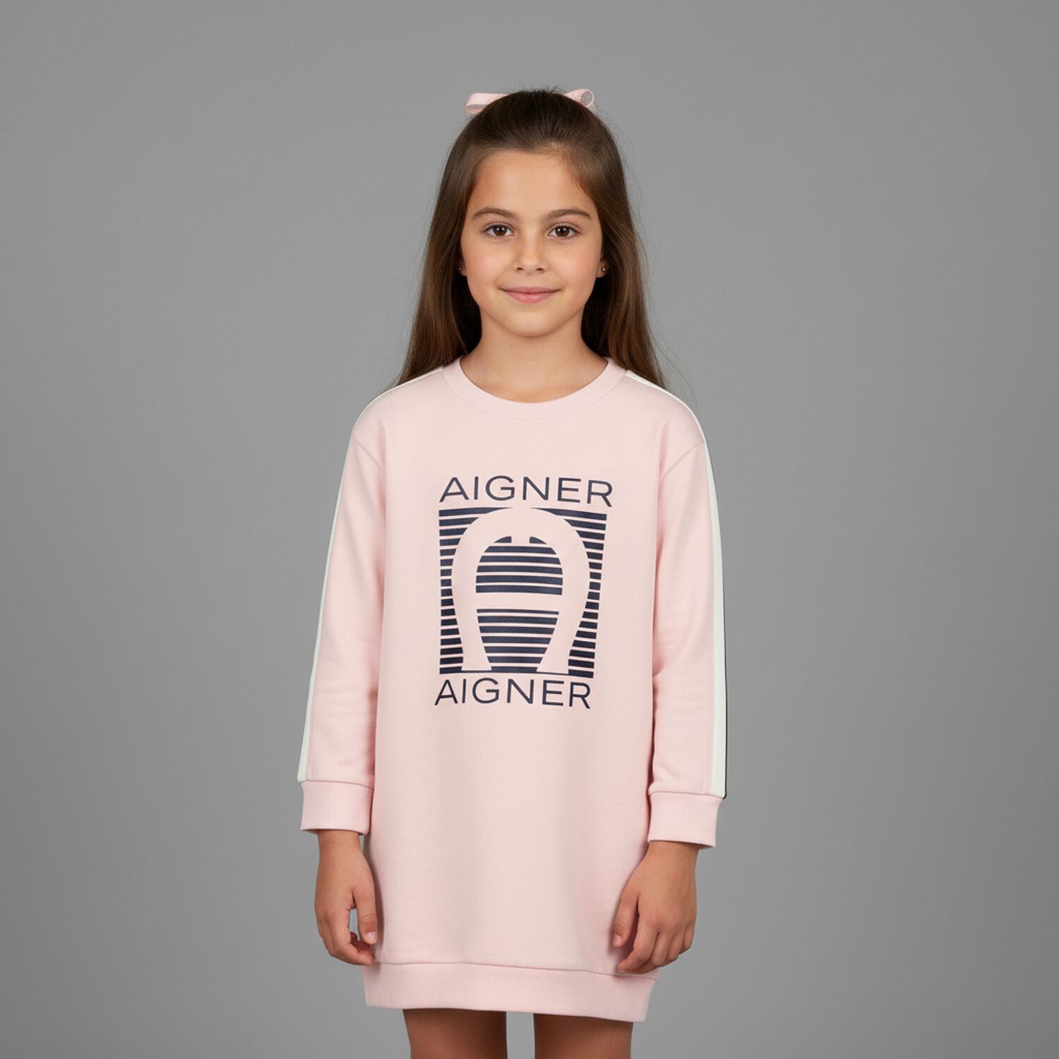 Girls Pink Logo Dress, 2, hi-res