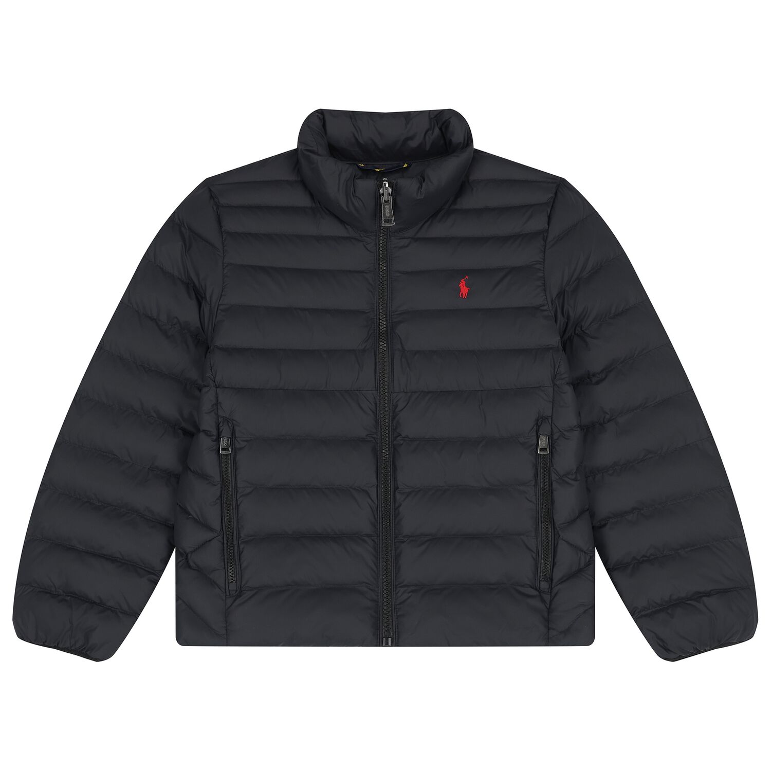 Boys Black Logo Puffer Jacket, 1, hi-res