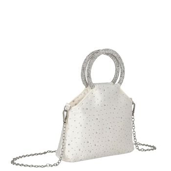 Girls Ivory Rhinestone Embellished Handbag ( 23cm )
