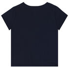 Girls Navy Embellished Logo T-Shirt, 1, hi-res