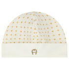 Ivory & Gold Logo Baby Hat, 3, hi-res