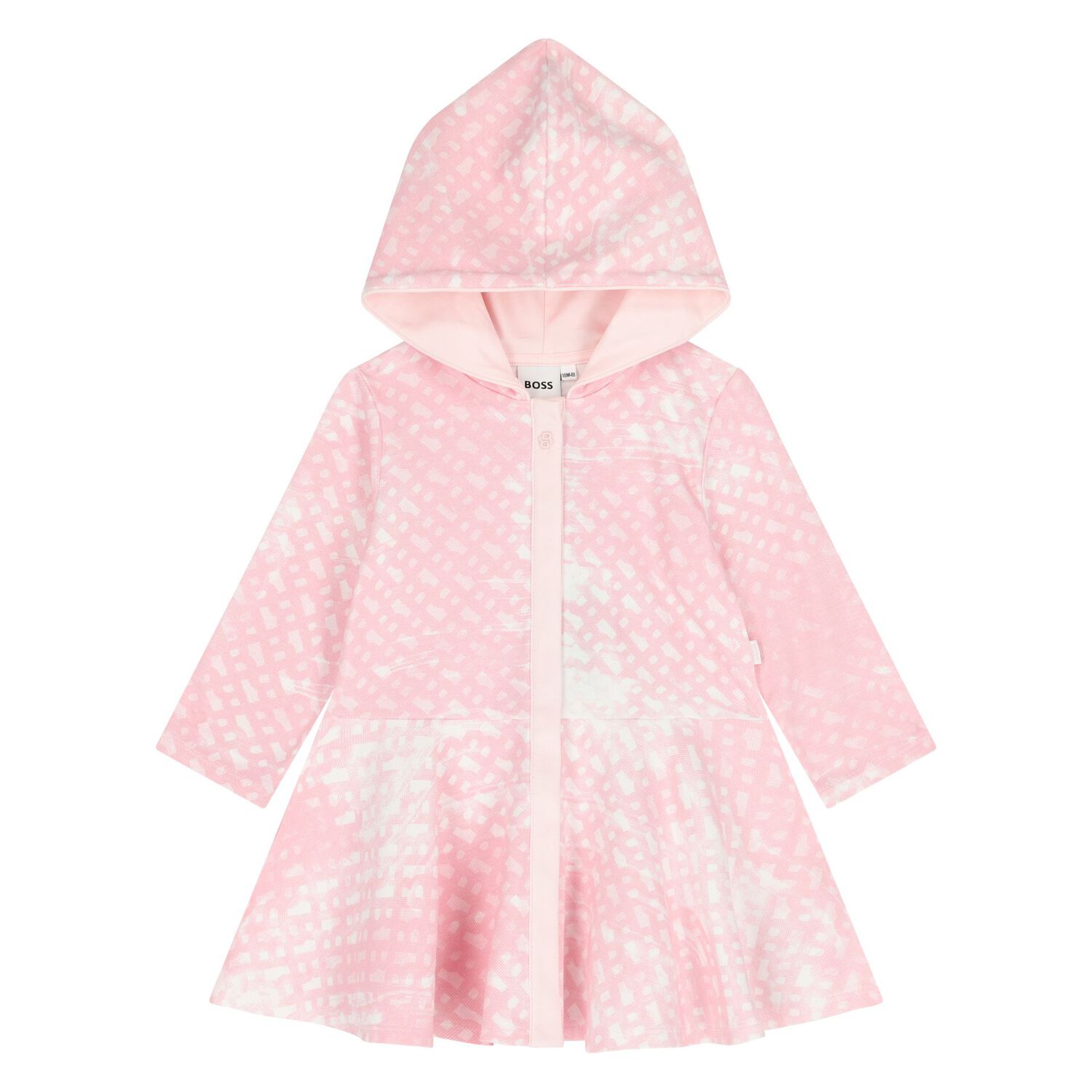 Younger Girls Pink & White Logo Hooded Dress, 1, hi-res