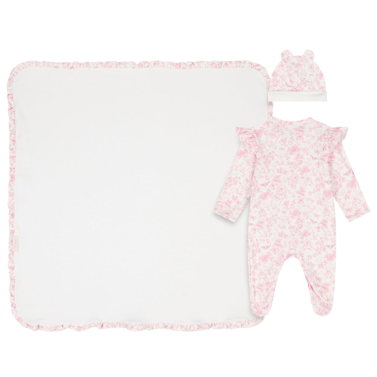 Baby Girls White & Pink Floral Babygrow Gift Set, 1, hi-res