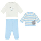 Baby Boys Blue & White 3-Piece Tracksuit, 1, hi-res