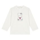 Younger Girls Ivory Teddy Bear Long Sleeve Top, 1, hi-res