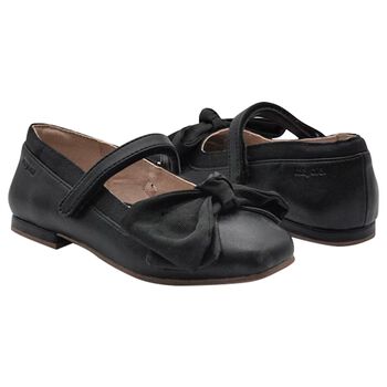 Girls Black Flower Shoes