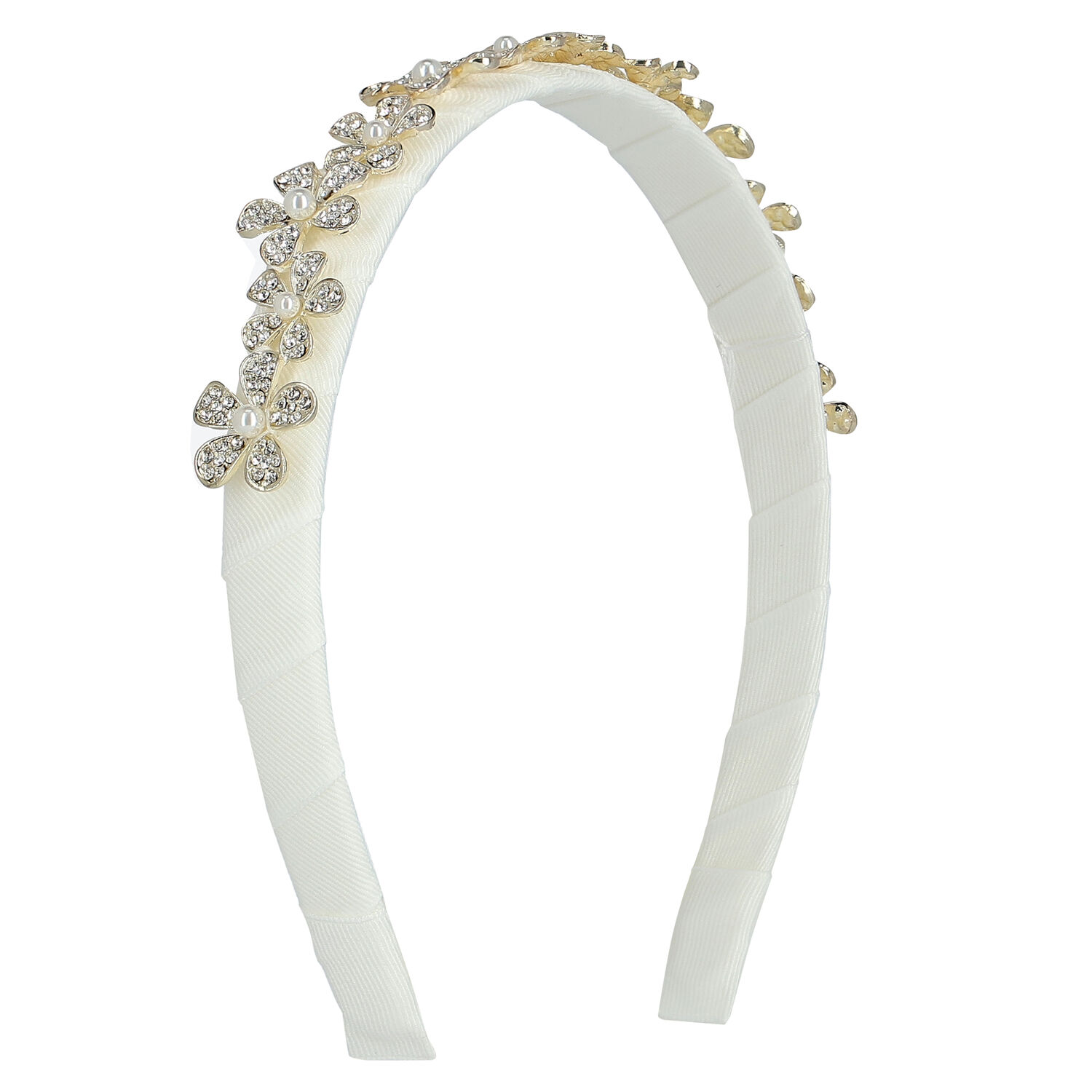 Girls White Embellished Headband, 2, hi-res image number null