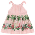 Younger Girls Pink Linen Dress, 1, hi-res