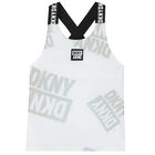 Girls White Iridescent Logo Top, 1, hi-res