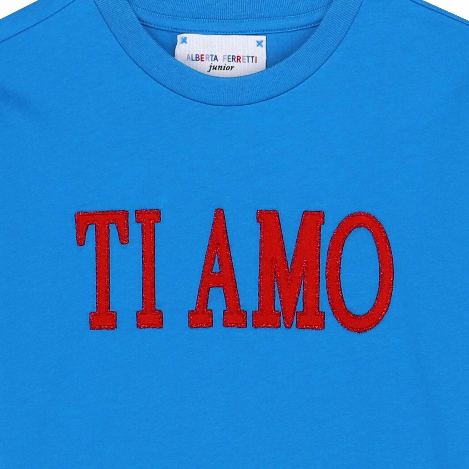 Girls Blue Embroidered Jersey T-Shirt, 1, hi-res