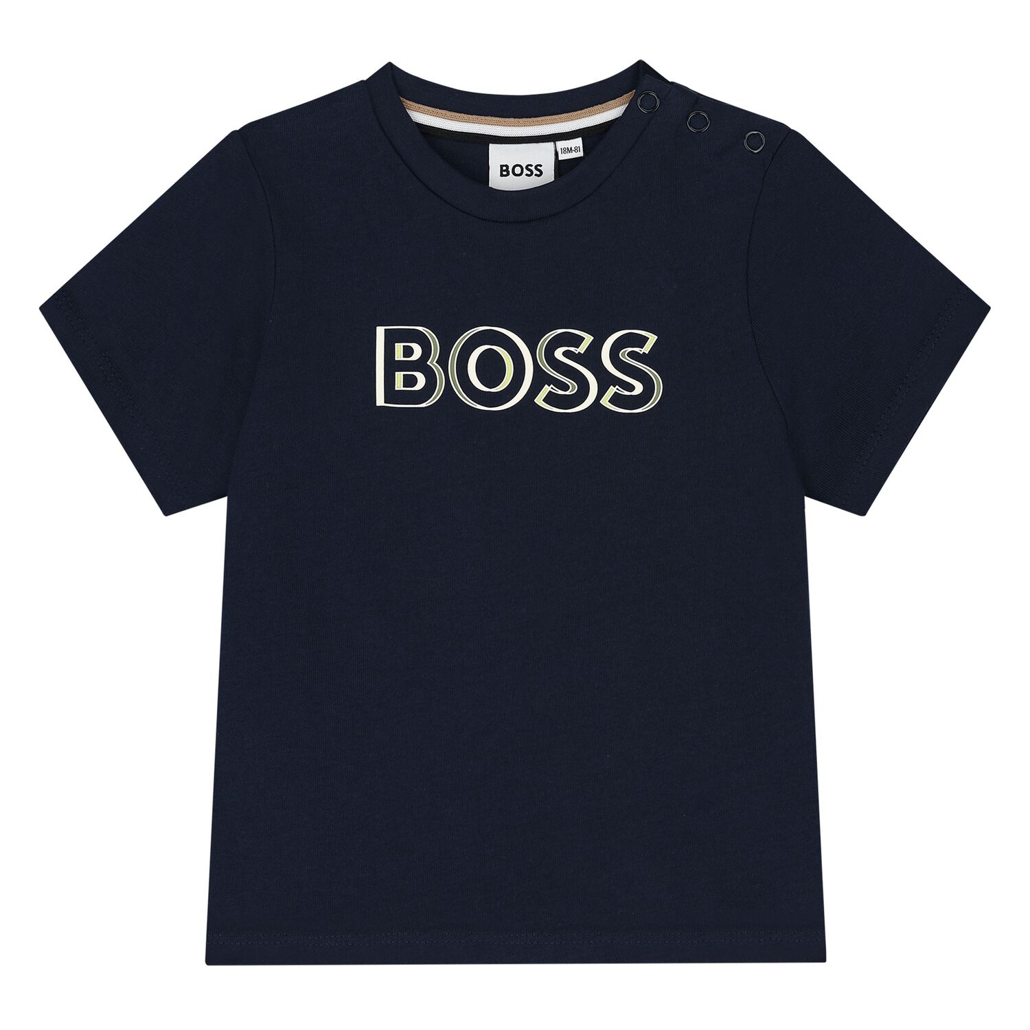 Younger Boys Navy Blue Logo T-Shirt, 3, hi-res