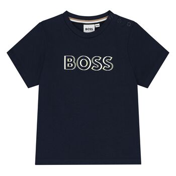 Younger Boys Navy Blue Logo T-Shirt