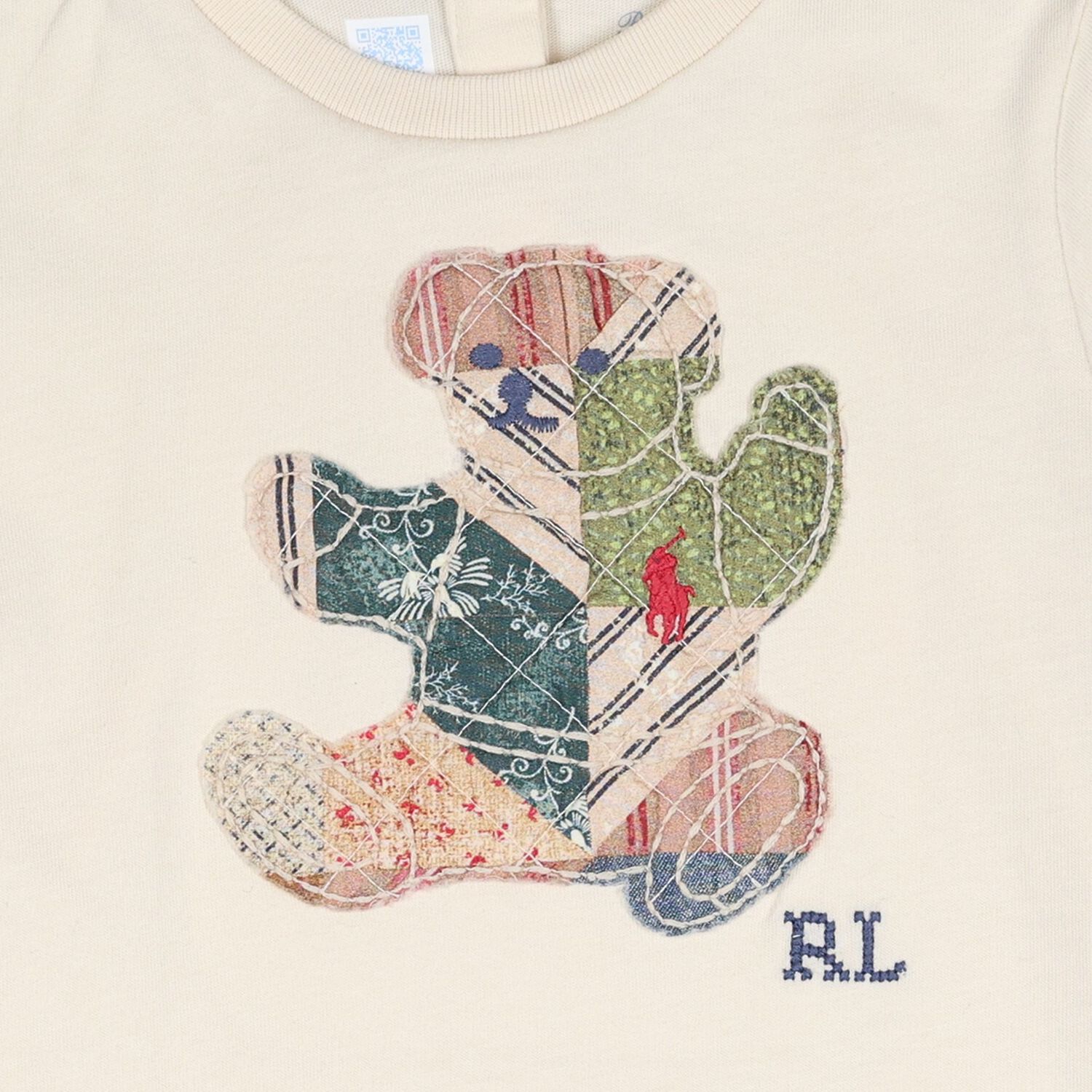 Baby Girls Ivory Patchwork Bear Dress Set, 1, hi-res