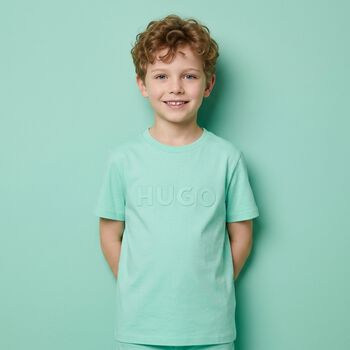 Boys Mini Me Green Logo T-Shirt