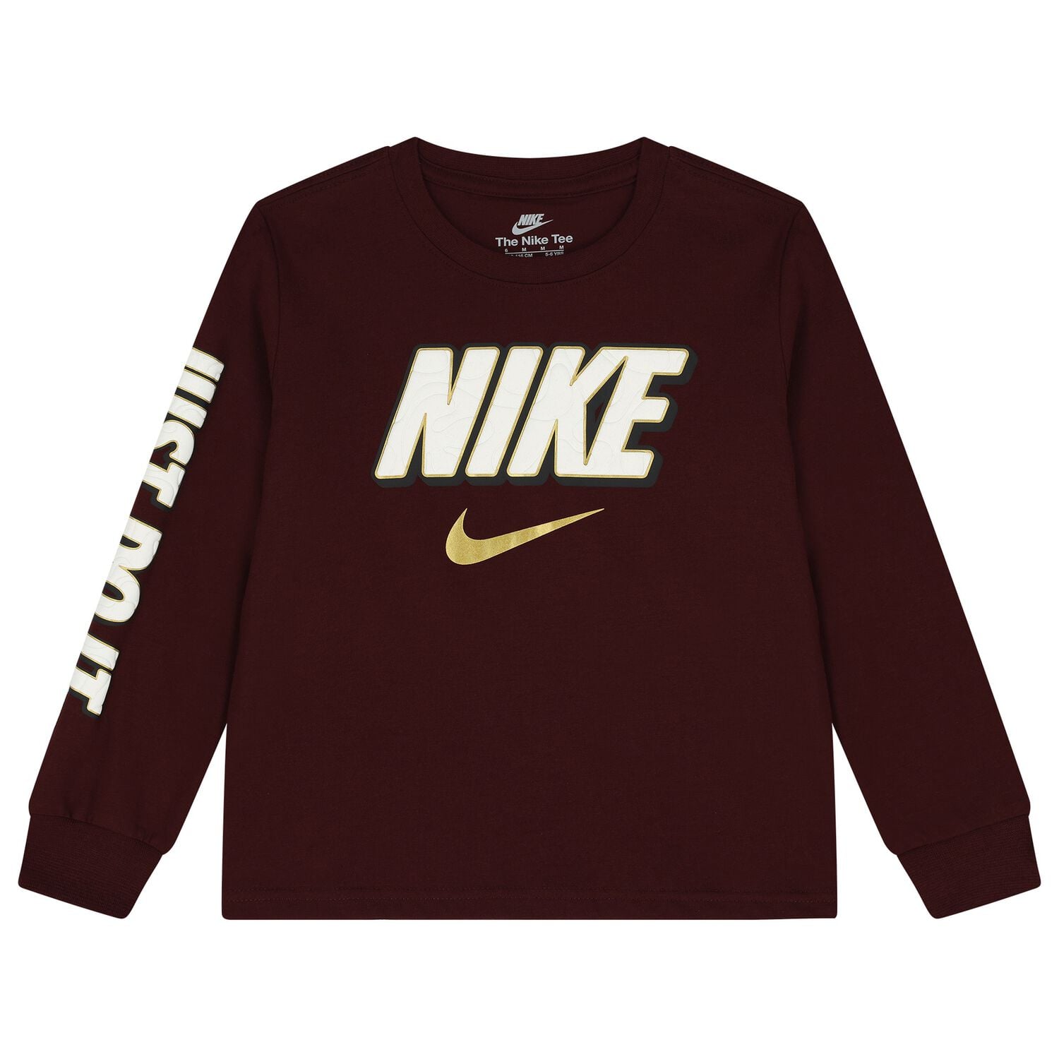 Boys Burgundy Logo Long Sleeve Top, 2, hi-res