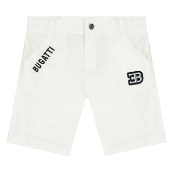 Younger Boys White Logo Shorts