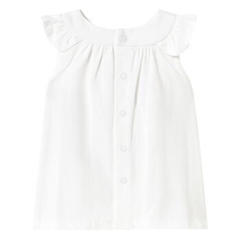 Baby Girls White Cotton Teddy Bear Dress