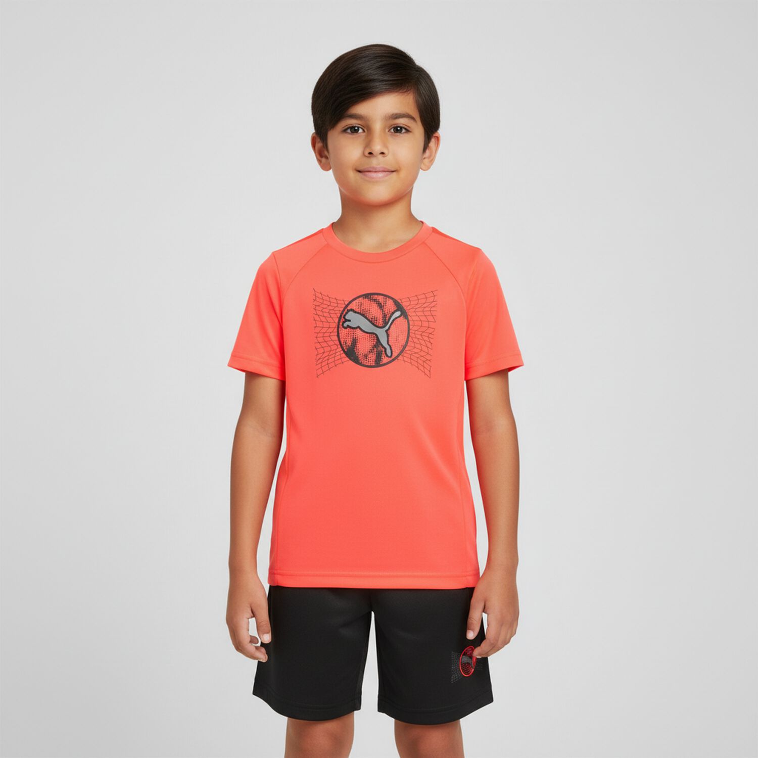 Boys Neon Orange Logo T-Shirt, 1, hi-res