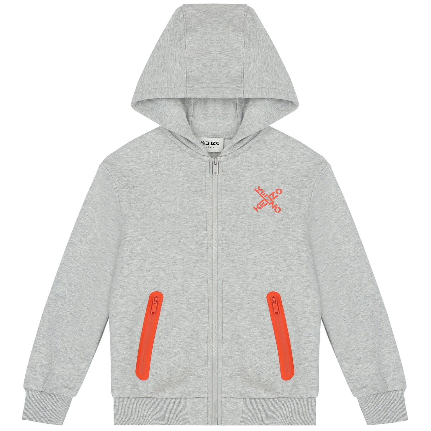 Boys Grey & Orange Logo Zip Up Top, 1, hi-res