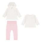 Baby Girls Ivory & Pink 3 Piece Tracksuit, 2, hi-res