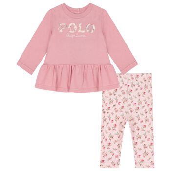 Baby Girls Pink Logo Leggings Set