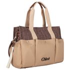 Beige Houndstooth Check Baby Changing Bag ( 41cm ), 1, hi-res