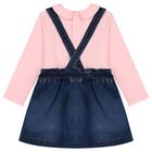 Younger Girls Pink & Blue Denim Teddy Bear Skirt Set, 1, hi-res
