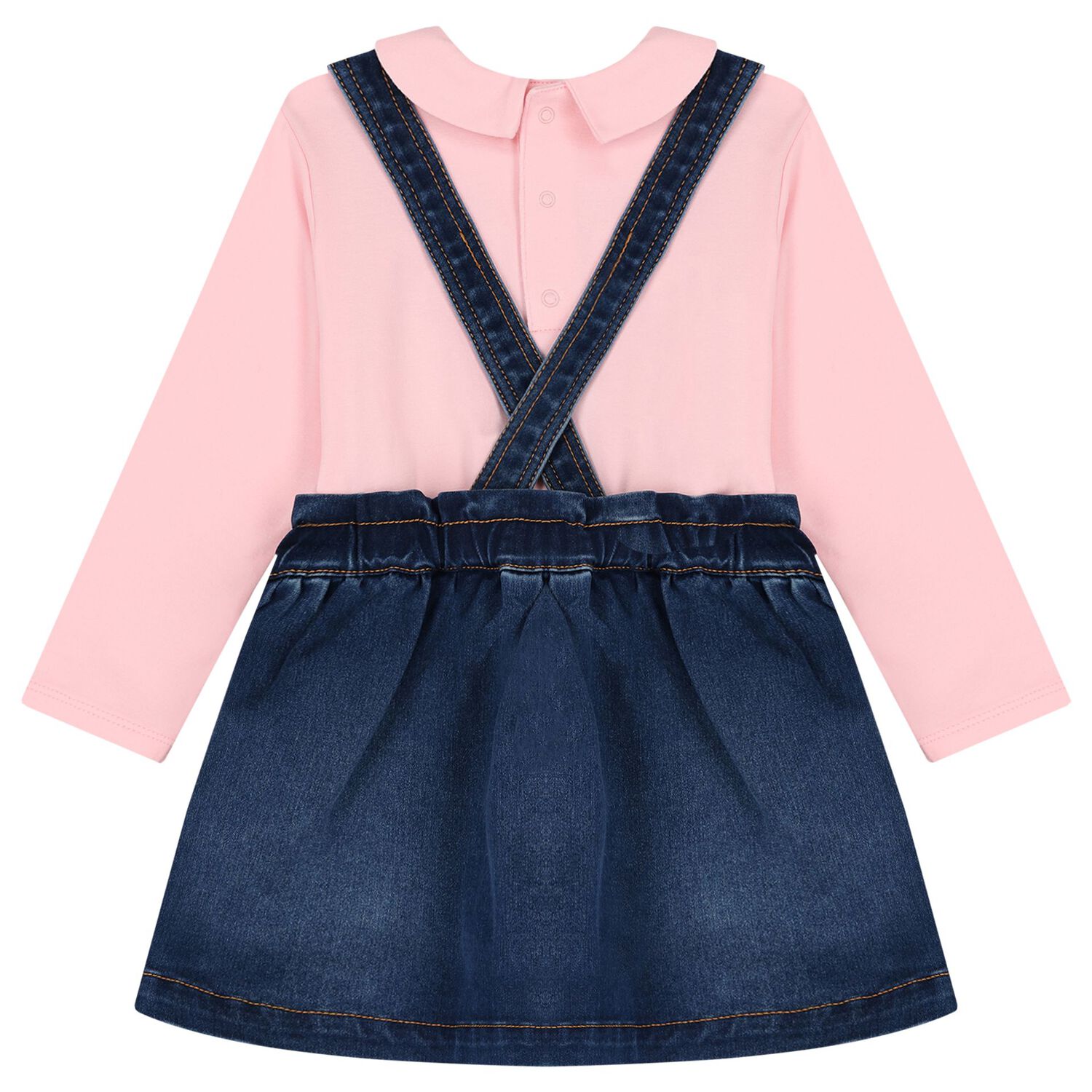 Younger Girls Pink & Blue Denim Teddy Bear Skirt Set, 1, hi-res image number null