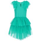 Girls Green Embellished Tulle Dress, 1, hi-res