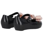 Girls Black & Pink Bow Jelly Shoes, 3, hi-res