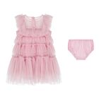 Baby Girls Pink Embellished Tulle Dress Set, 1, hi-res