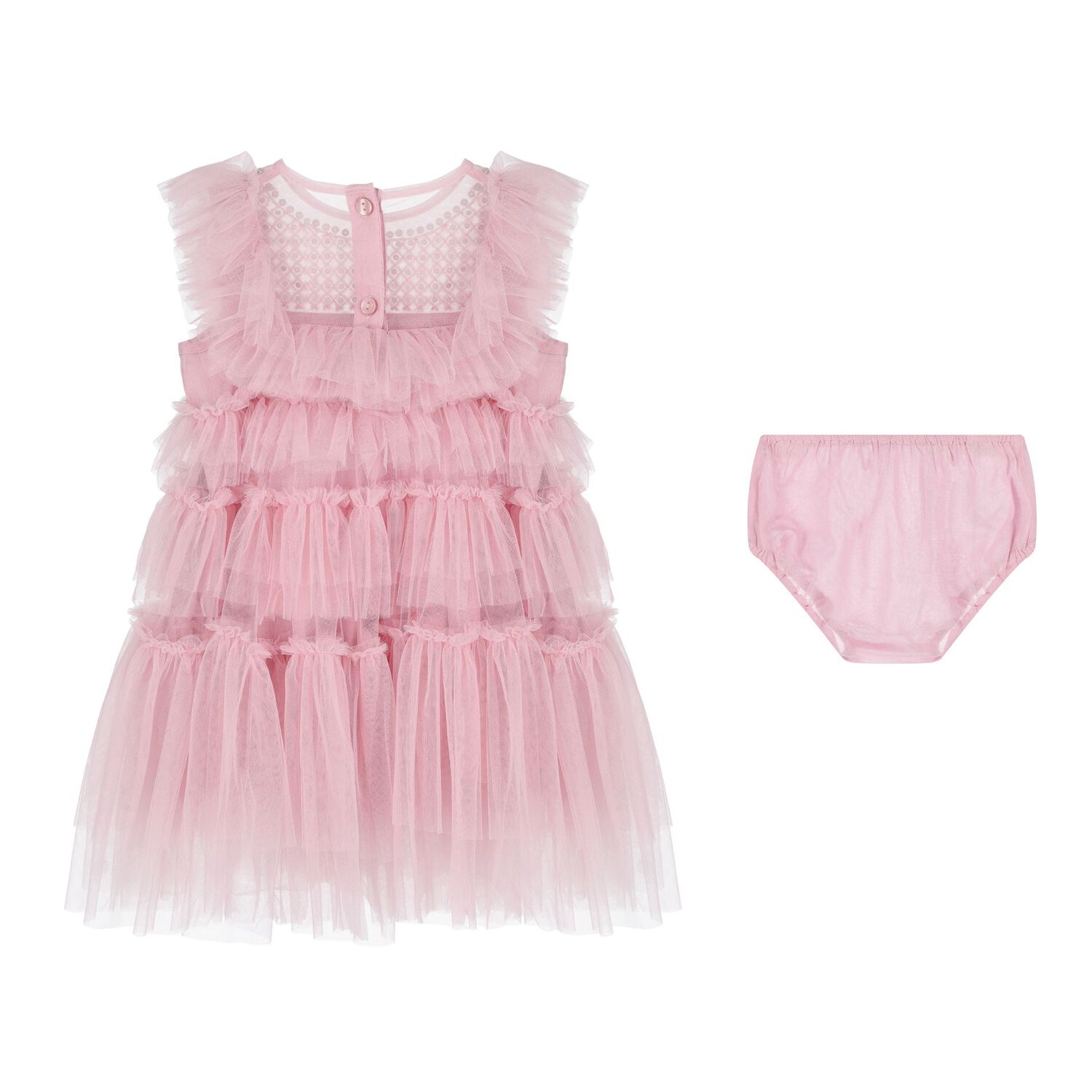 Baby Girls Pink Embellished Tulle Dress Set, 1, hi-res