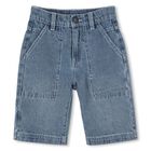 Boys Blue Logo Denim Shorts, 1, hi-res